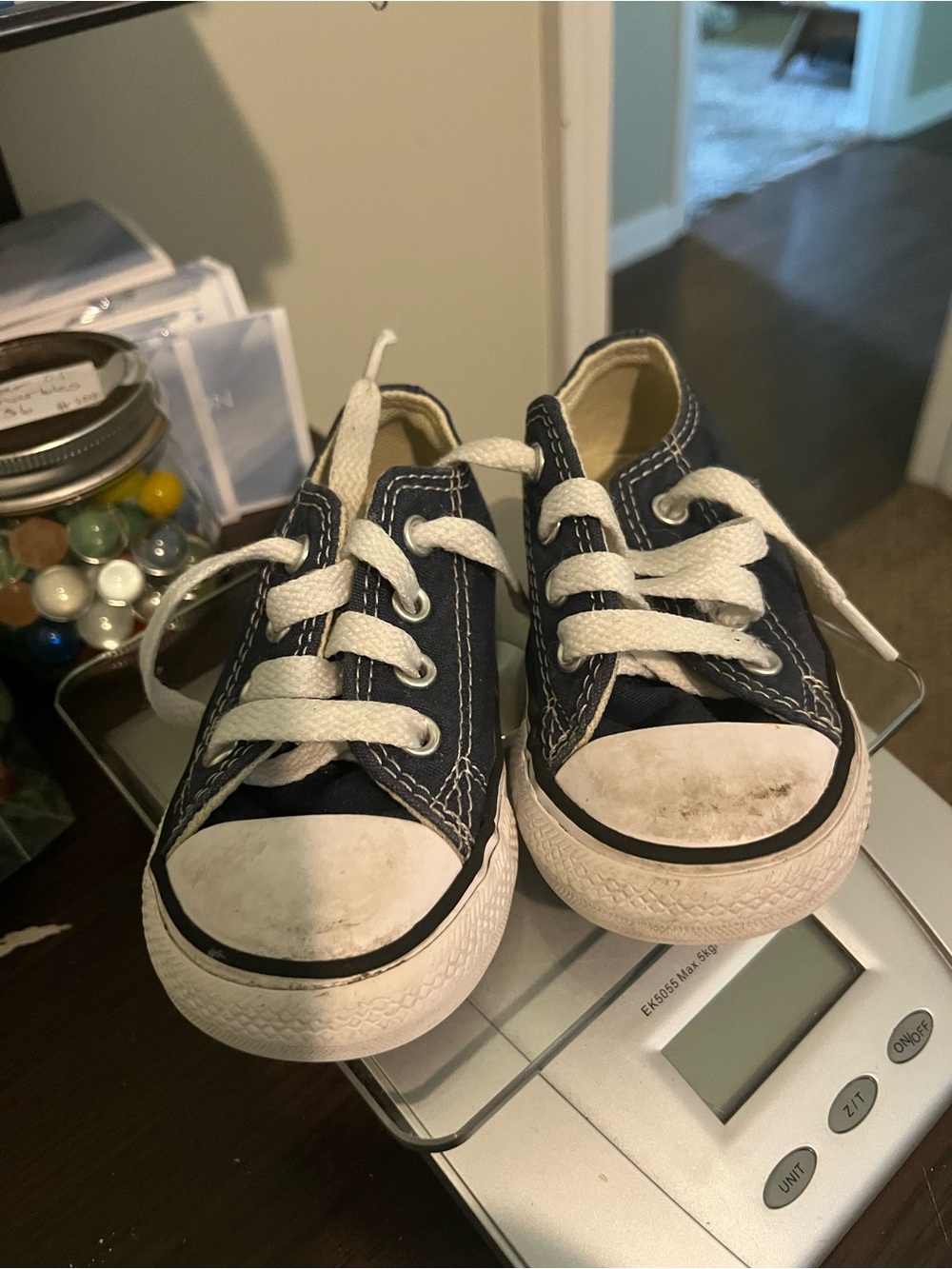 Converse Navy Canvas Kids Sneakers with White Laces
